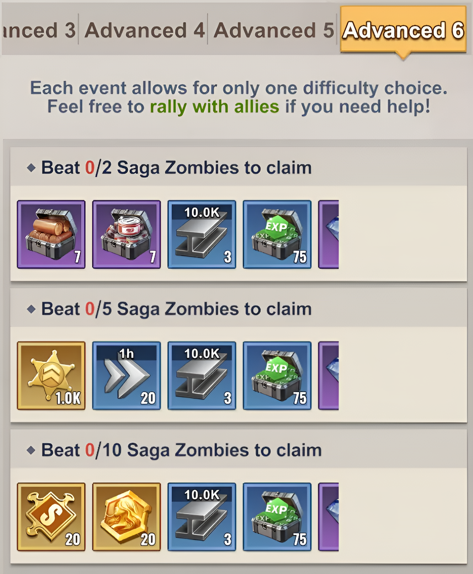 Saga Survival Reward Advanced Mode
