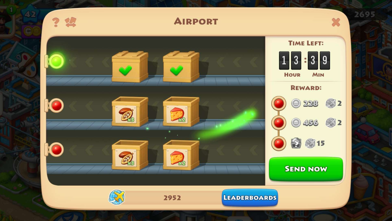 Airport screen showing Completed Order
