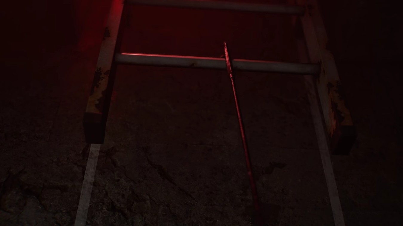 Use the Fire Poker to pull down the ladder