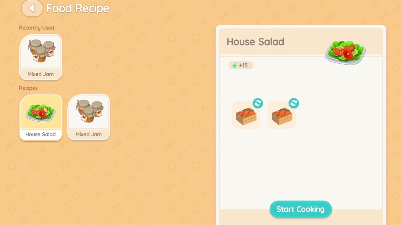 Heartopia House salad cooking recipe