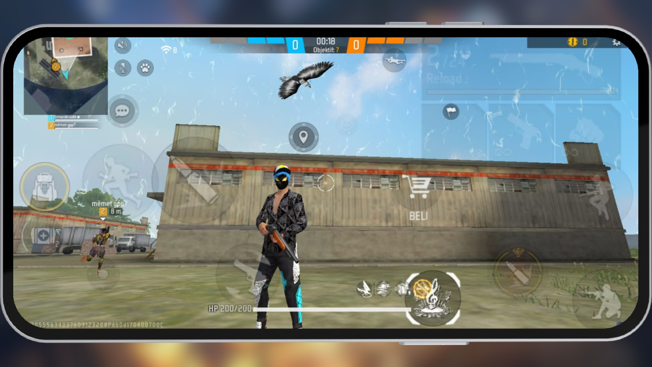 Free Fire ranked mode gameplay showing player