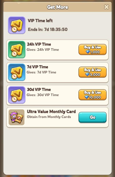 Gem Uses for VIP Progress