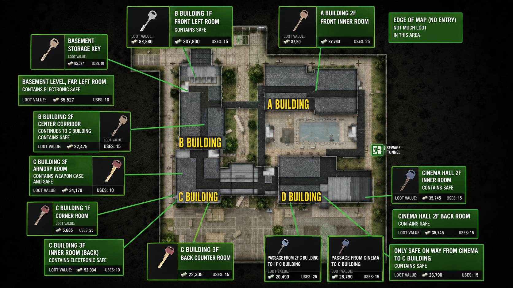 Northridge Hotel Key Spawn Points