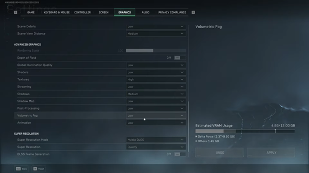 Advanced Graphics Settings