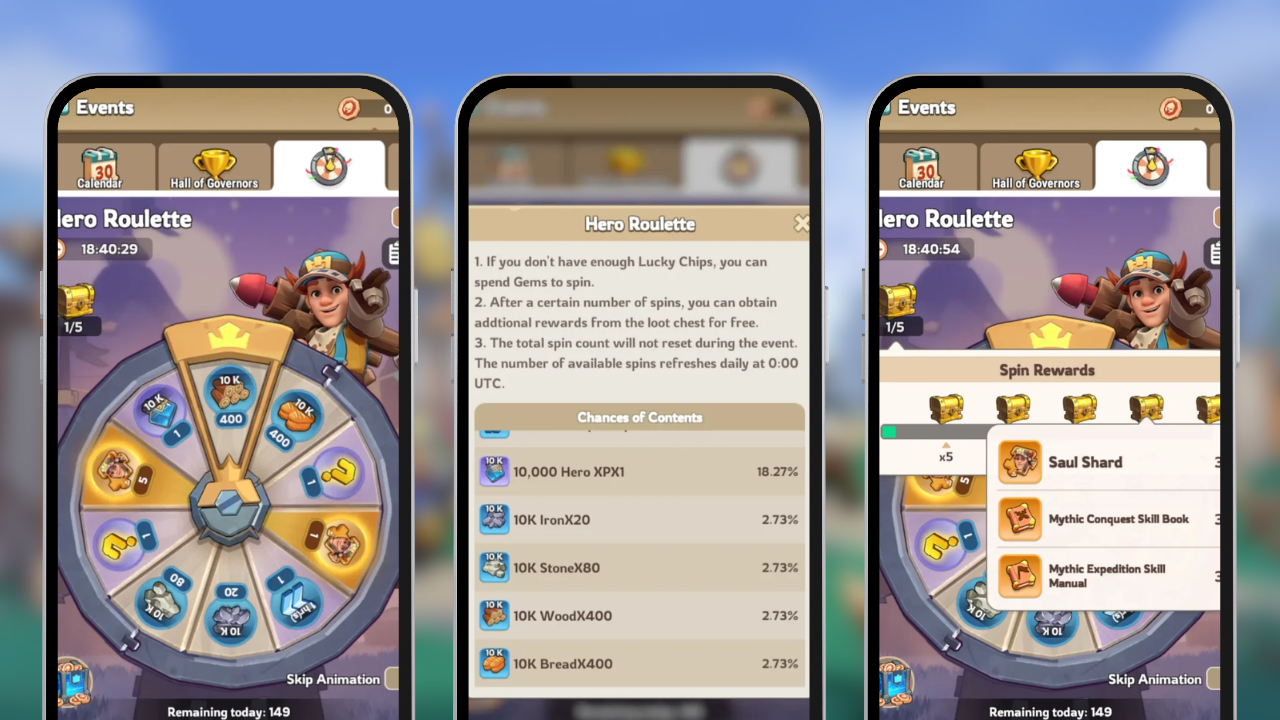 Kingshot Hero Roulette Interface Showing Roullete and prize