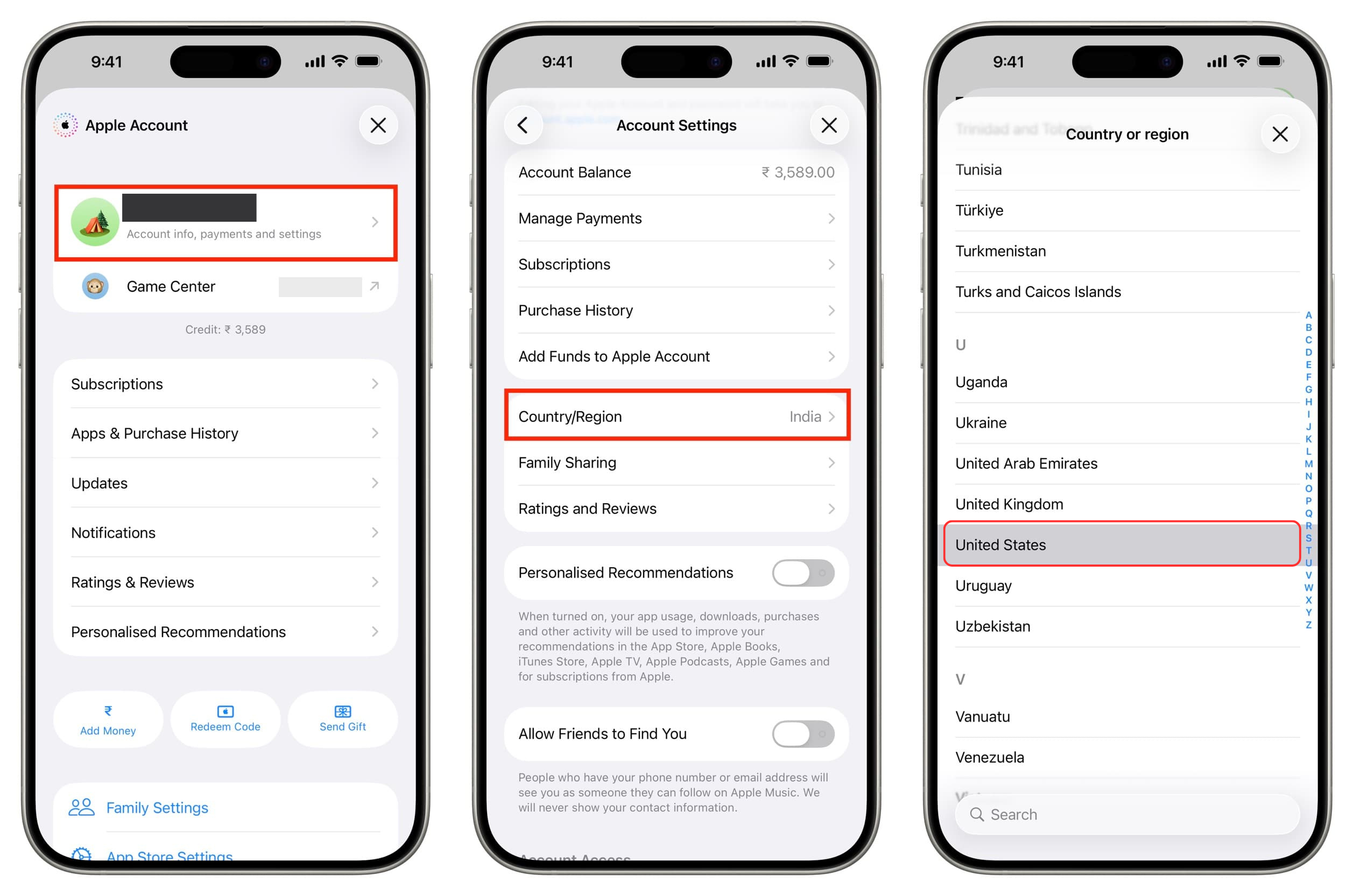 Changing Region of your Apple ID