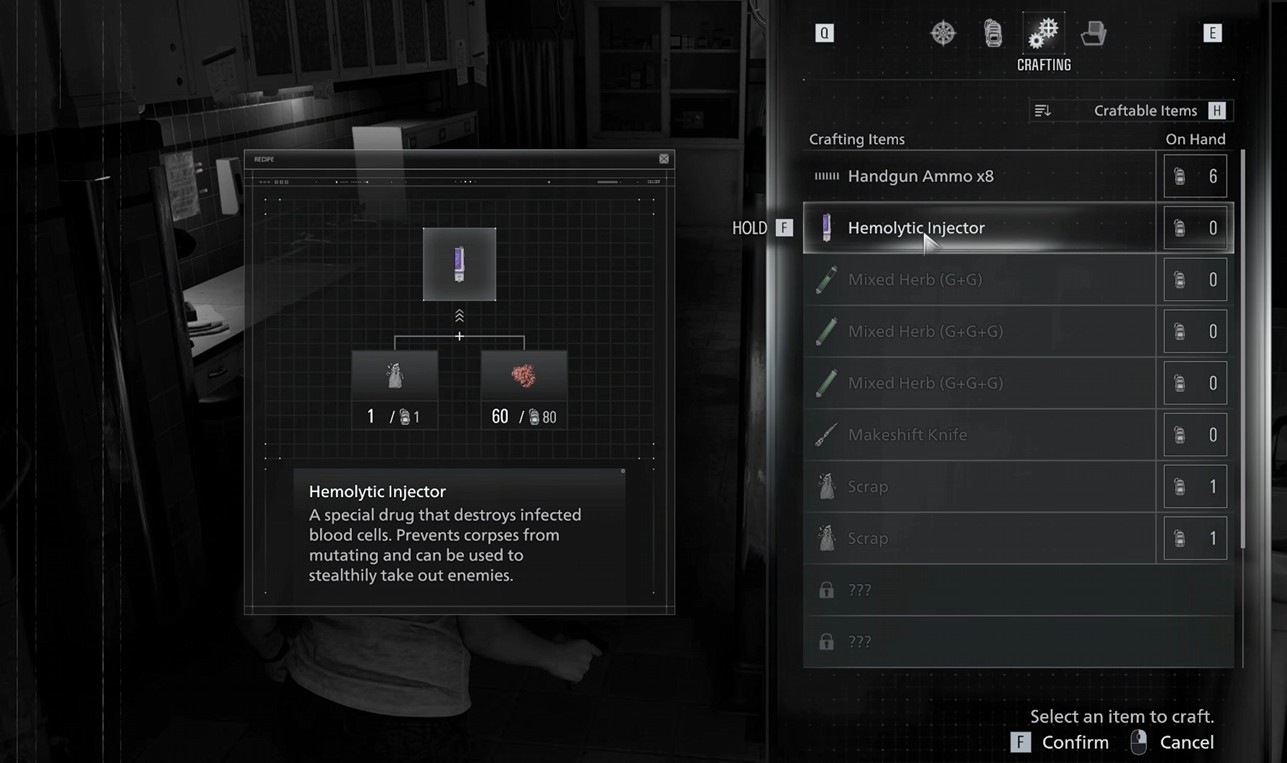 Making Hemolytic Injectors with infected blood in RE9