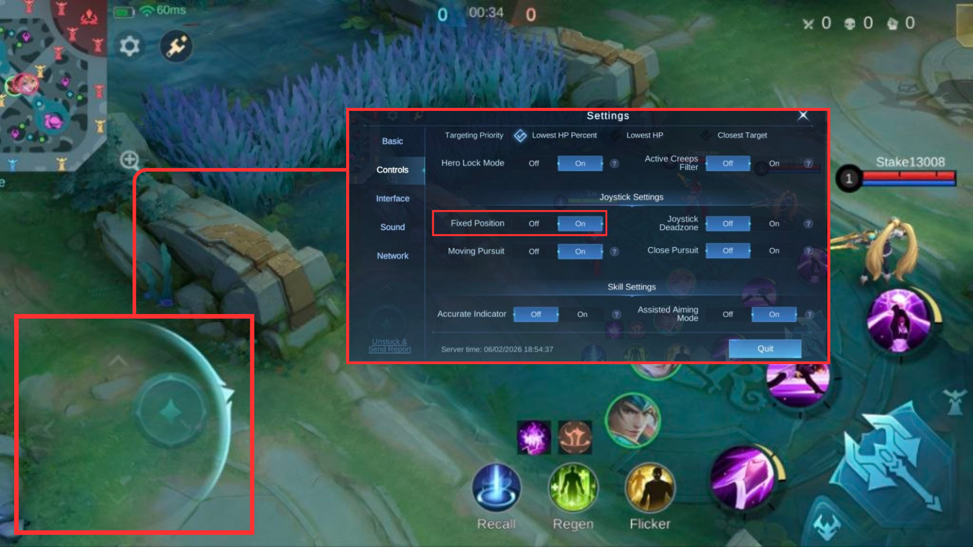 MLBB Control Settings Fixed Joystick Config