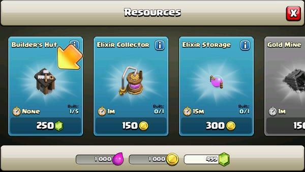 Clash of Clans Builder hut shop
