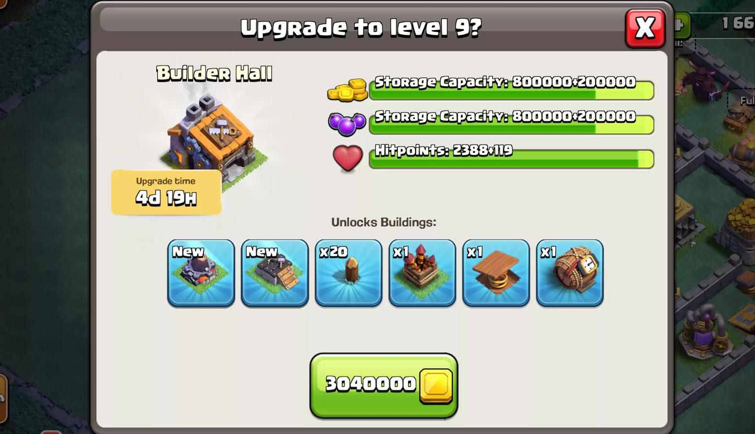 Clash of Clans Reach Builder Hall 9