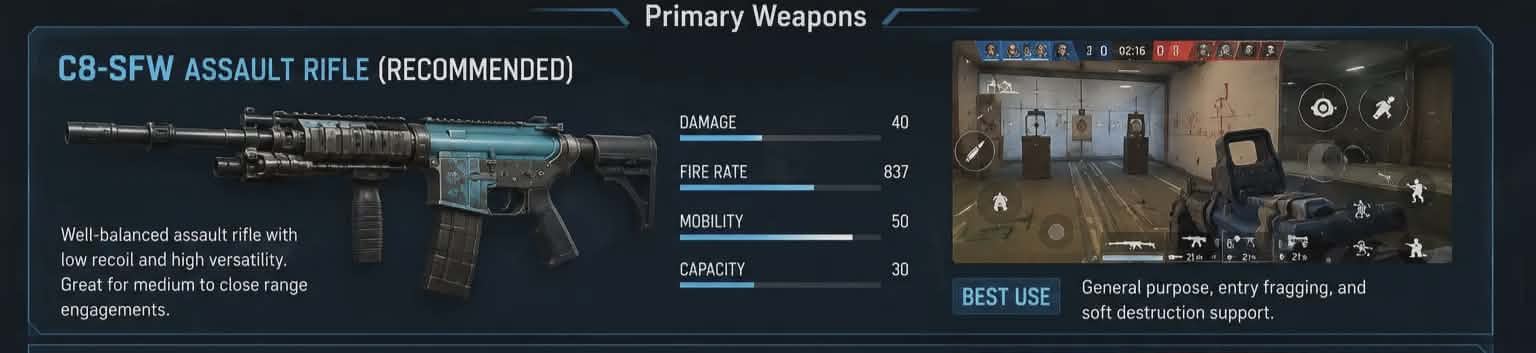 Rainbow Six Mobile Buck Primary Weapon C8-SFW