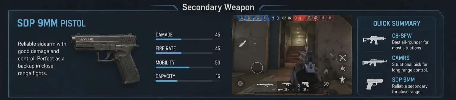 Rainbow Six Mobile Buck Secondary Weapon SDP 9MM