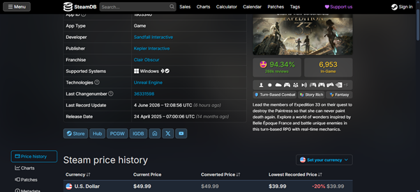 Steam Price Expedition 33