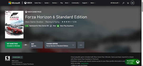 Forza horizon 6 Xbox Standard Edition