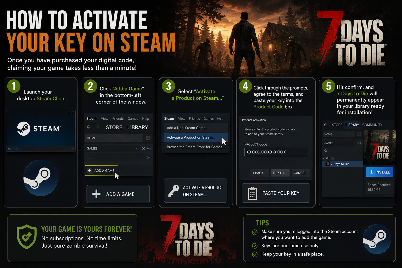 7 days to die steam activation