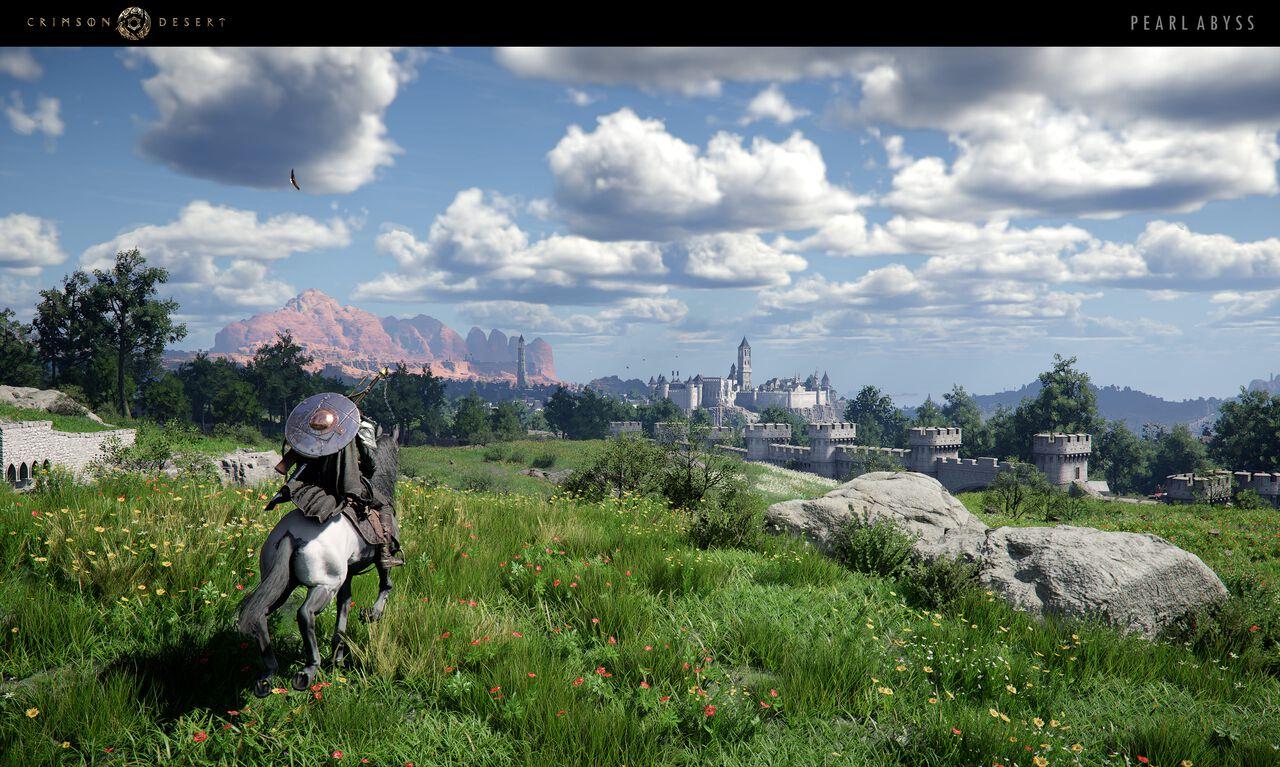Beautiful Crimson Desert landscape showcasing advanced lighting and environmental detail