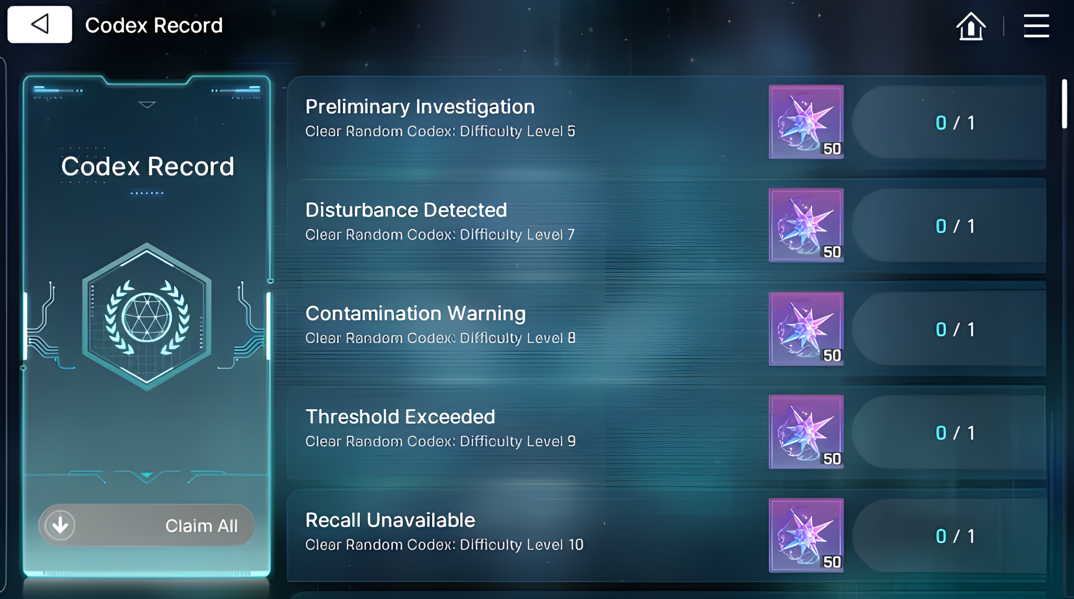 Codex Record - Crystal Reward