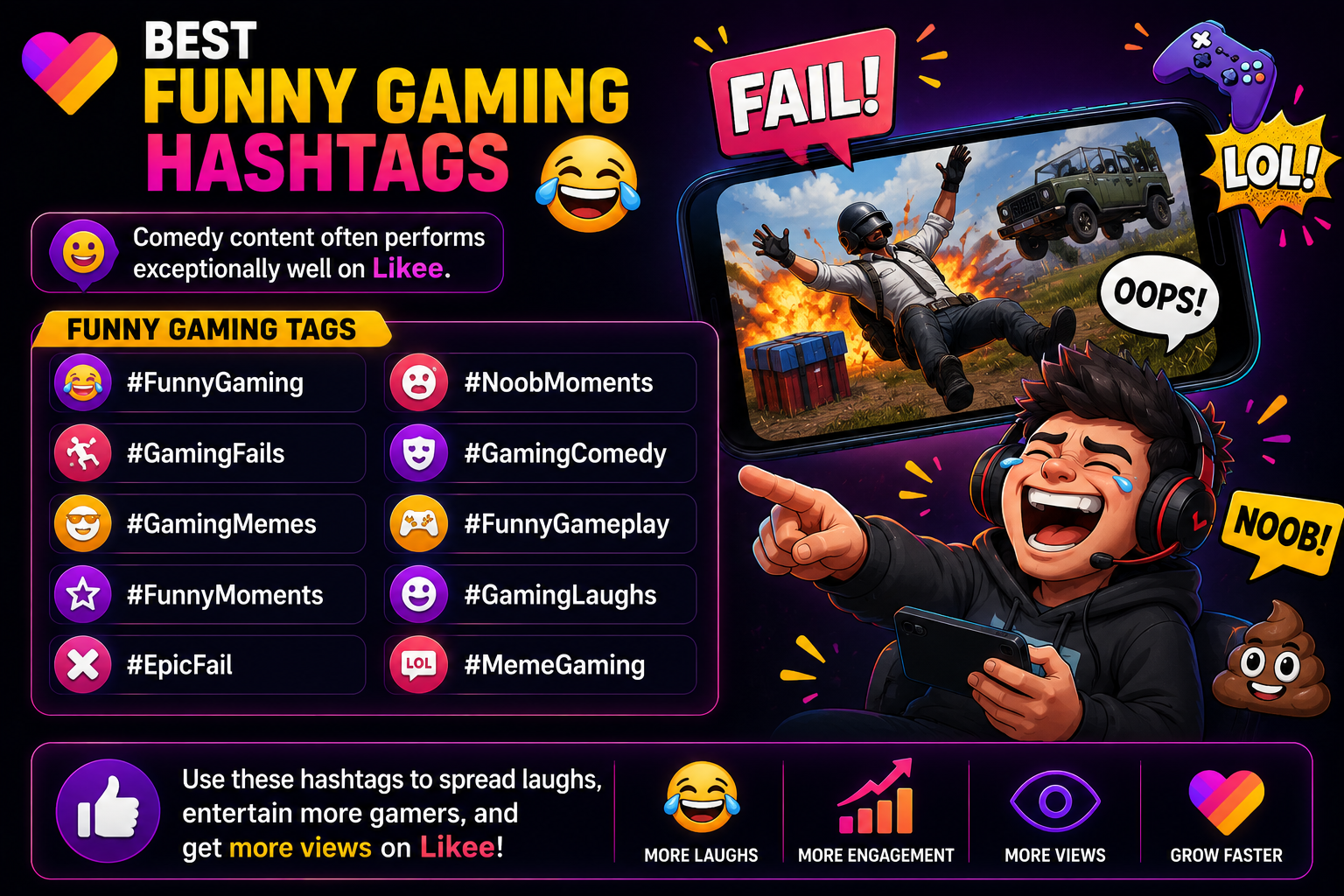 Likee Best Funny Gaming Hashtags