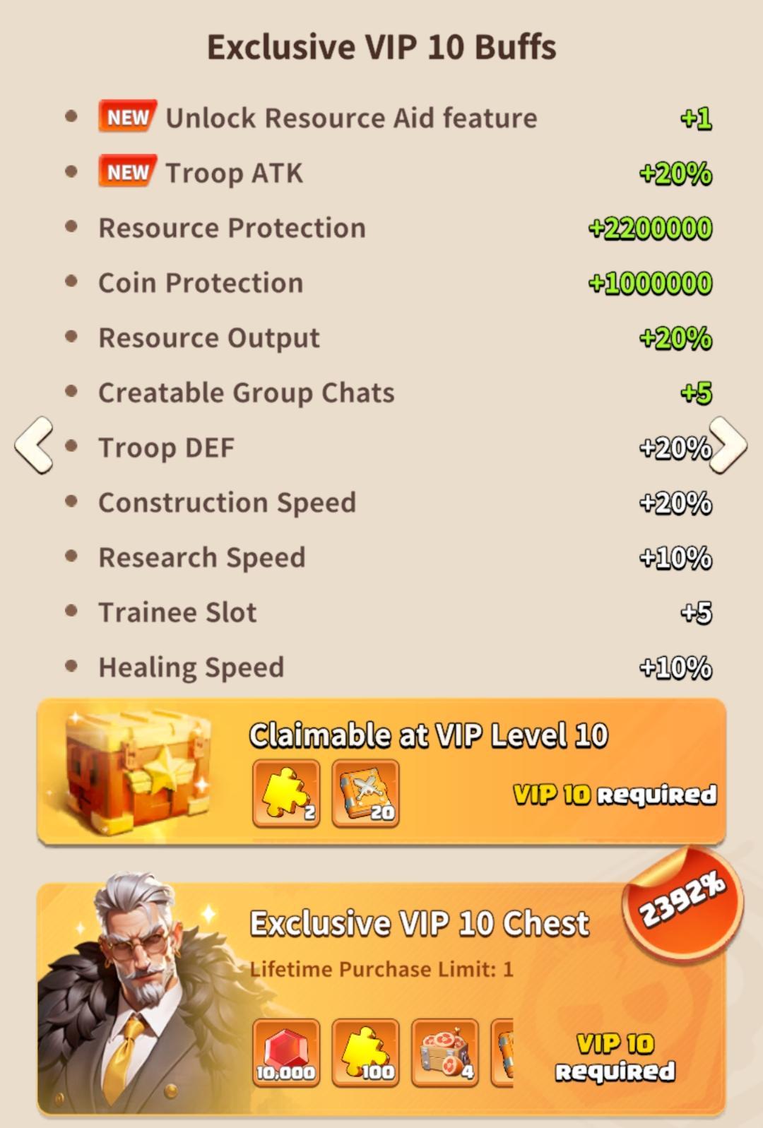 Dark War Survival VIP 10 resource protection for stored materials