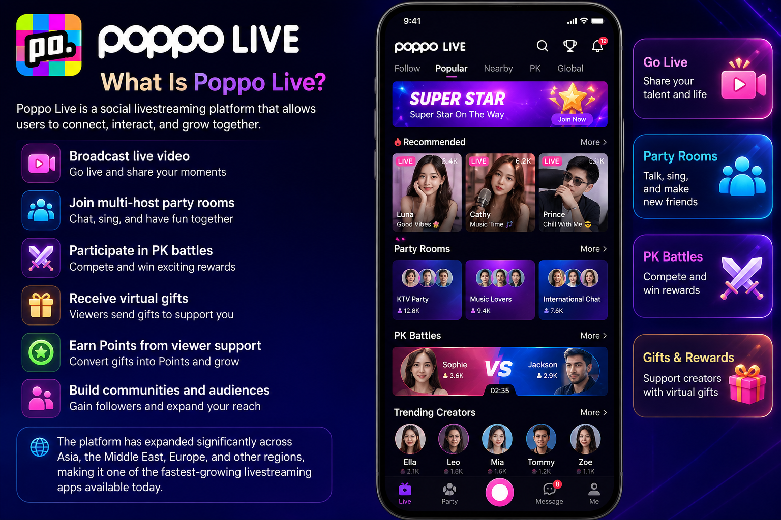 Poppo Live Features