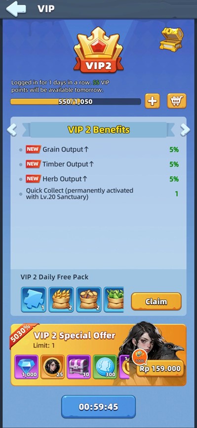 Last Asylum Plague VIP levels for long-term free resource bonuses