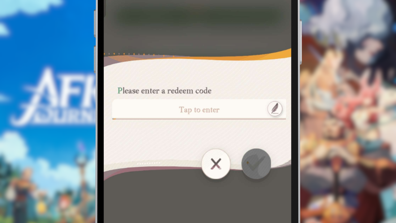 Redeem code entry screen