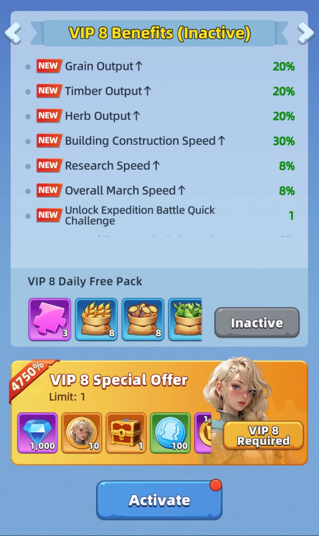 Last Asylum Plague VIP 8 permanent bonuses for daily progression