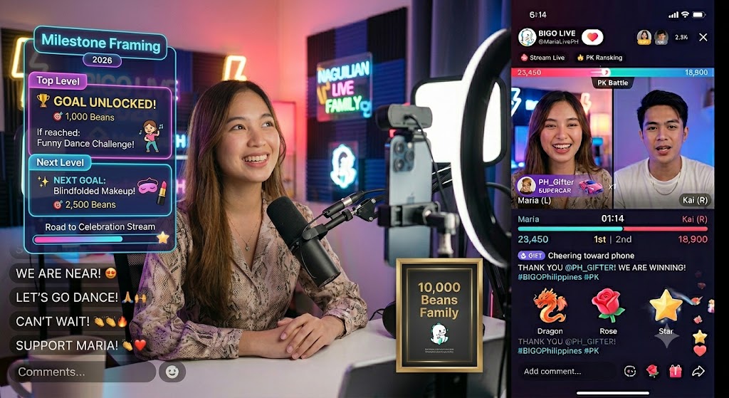 Bigo Live Use Milestone Framing Instead of Simply Asking for Gifts