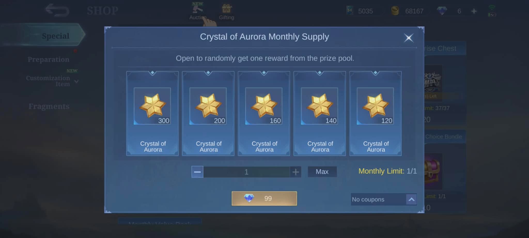 Mlbb Crystal of Aurora Monthly Supply