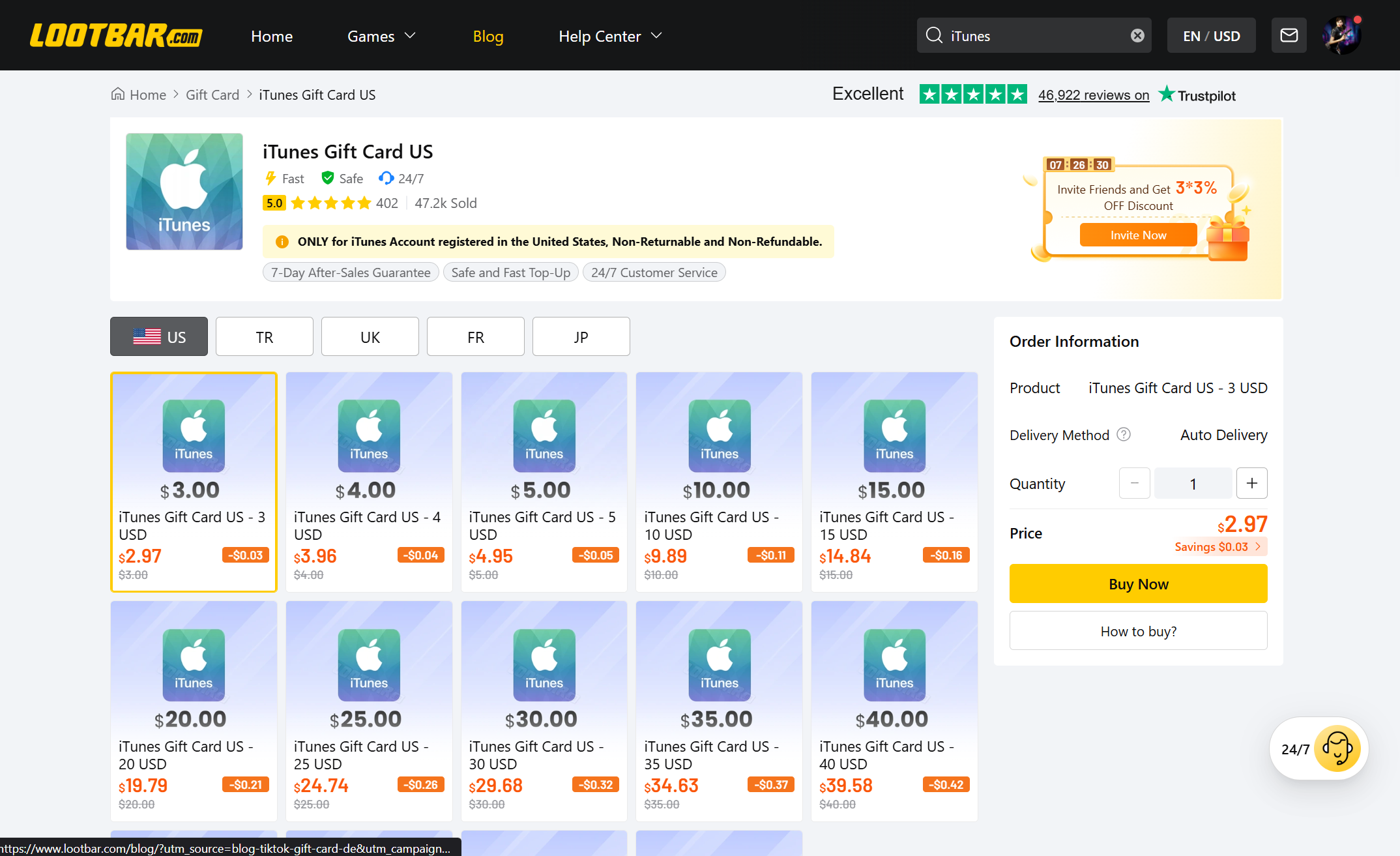 iTunes Gift Card- LootBar Discounts-Safe