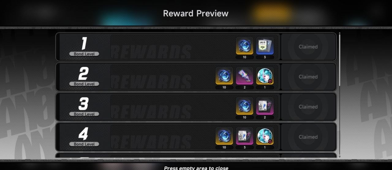 NTE Affection Level Reward
