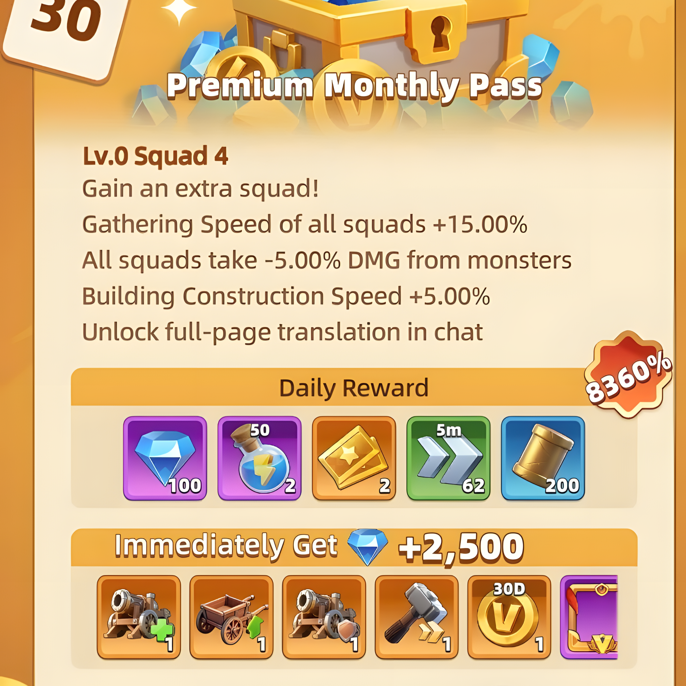 Premium Monthly Pass Rewards
