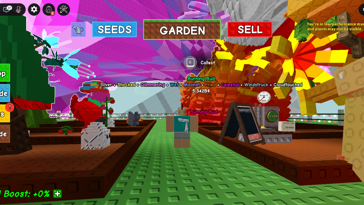 Grow a Garden in Game Showing Garden, pet and plant