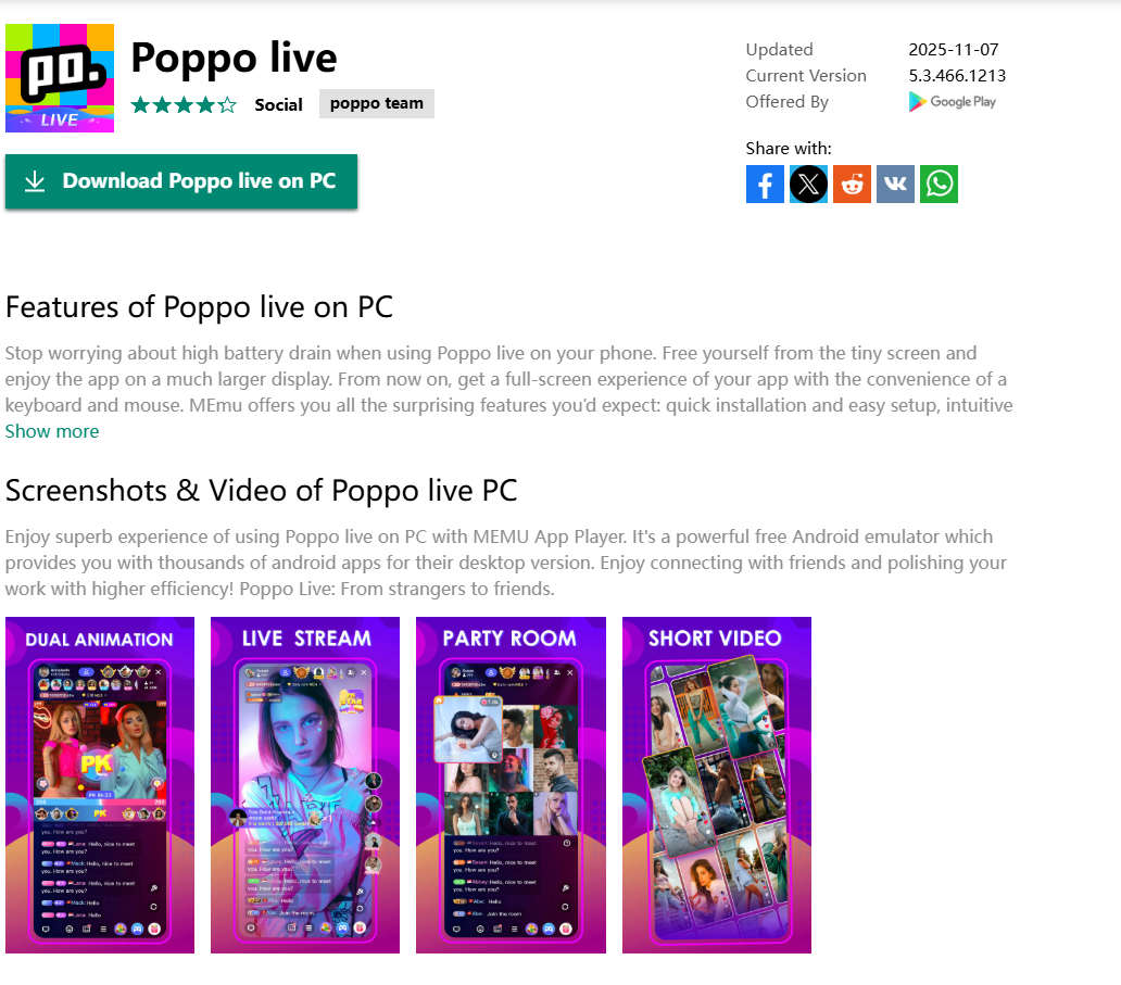 Download and Install Poppo Live on Pc