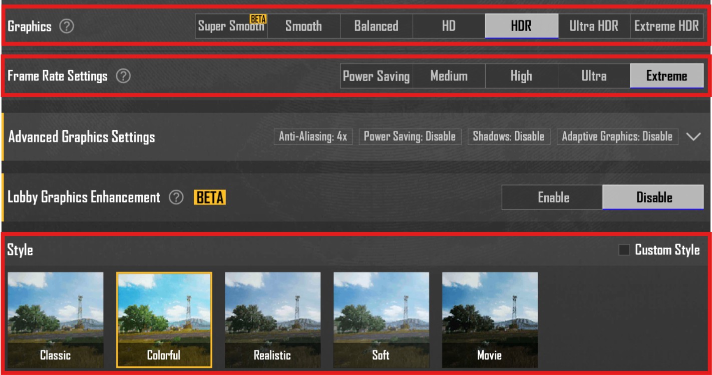 pubg mobile graphics settings guide
