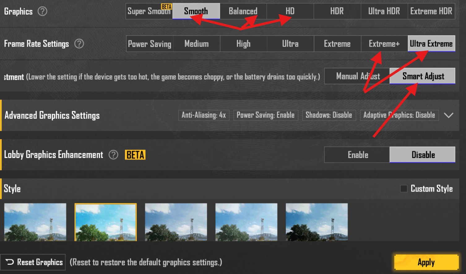 Graphics Settings for High-End Devices in PUBG Mobile