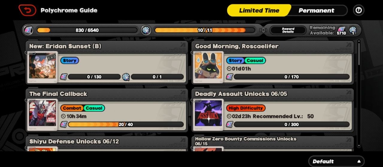 Limited Time Event List