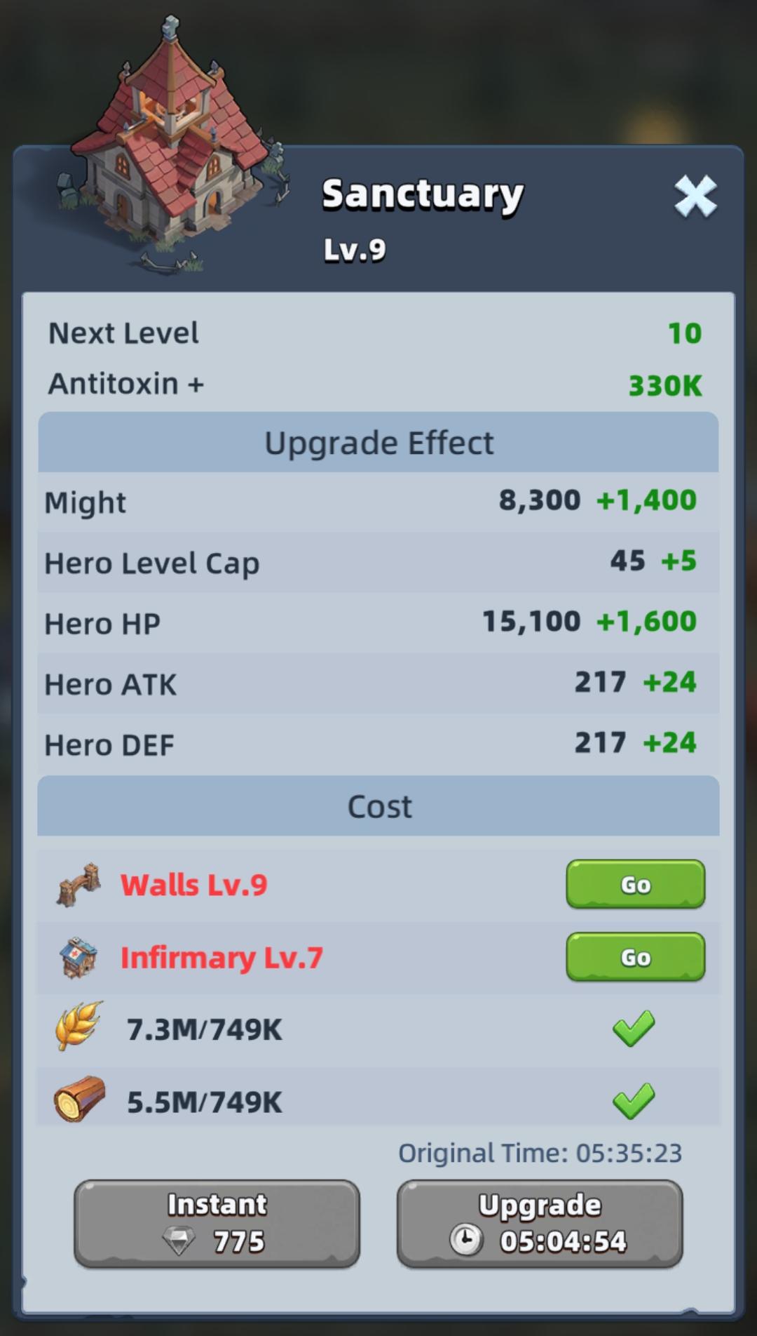 Last Asylum Plague Sanctuary upgrade after preparing core base buildings