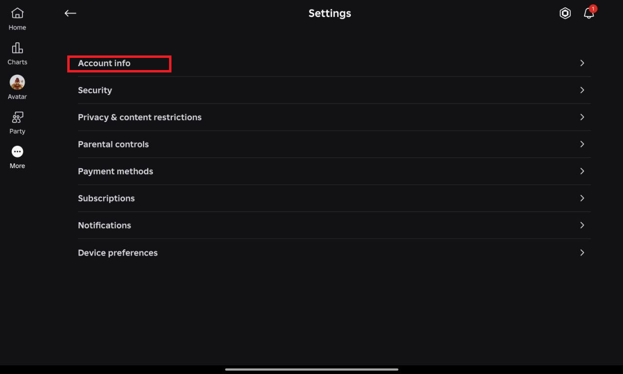account info