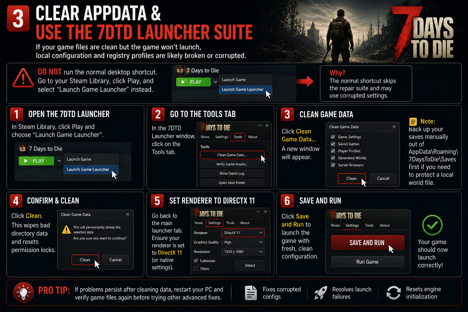 Clear AppData & Use the 7DTD Launcher Suite