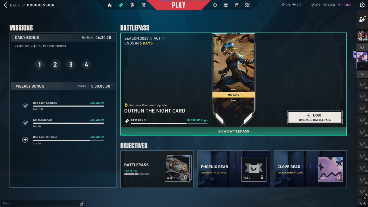 Progession Interface Showing on Going Battlepass
