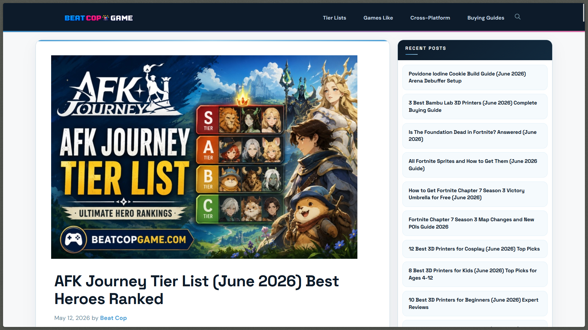 BeatCopGame.com - Best for Monthly Tier Lists