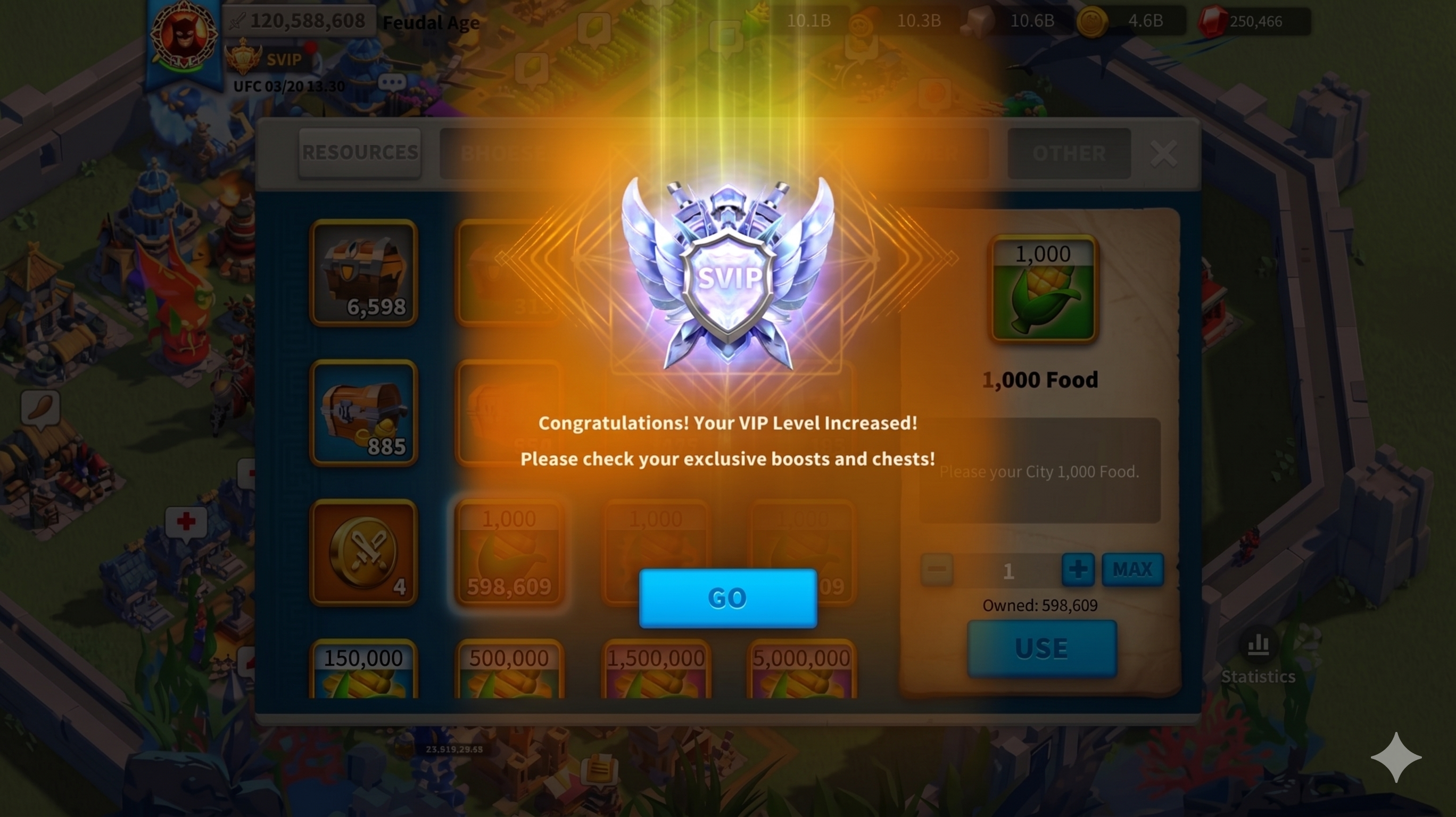 VIP Level Increased congratulations popup in Rise of Kingdoms