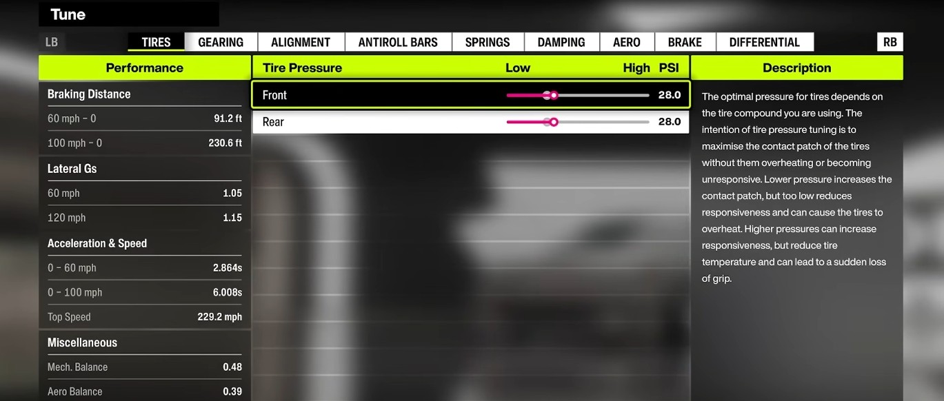 Tire Pressure Forza Horizon 6
