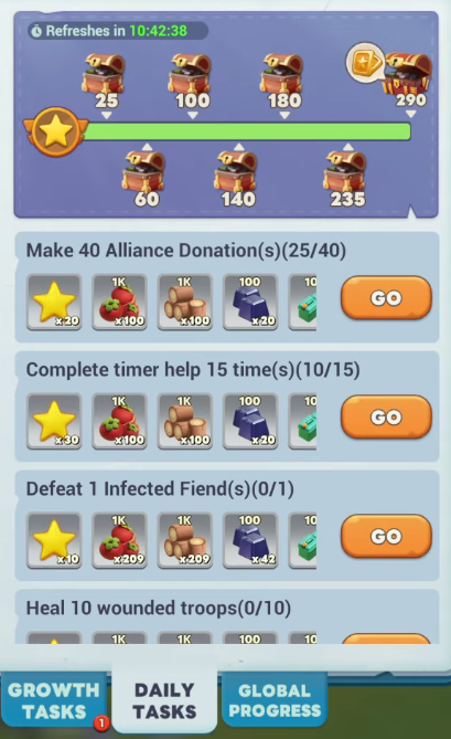 Tiles Survive daily tasks for F2P players to earn free rewards