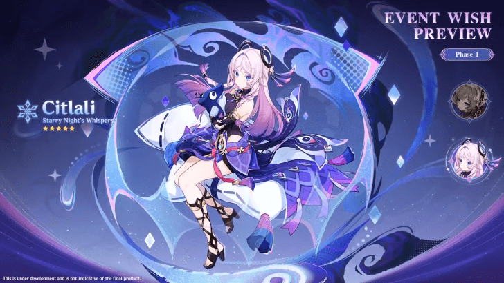 Genshin Impact Luna VIII Phase 1 Event Wish Preview featuring the 5-star Cryo character Citlali.