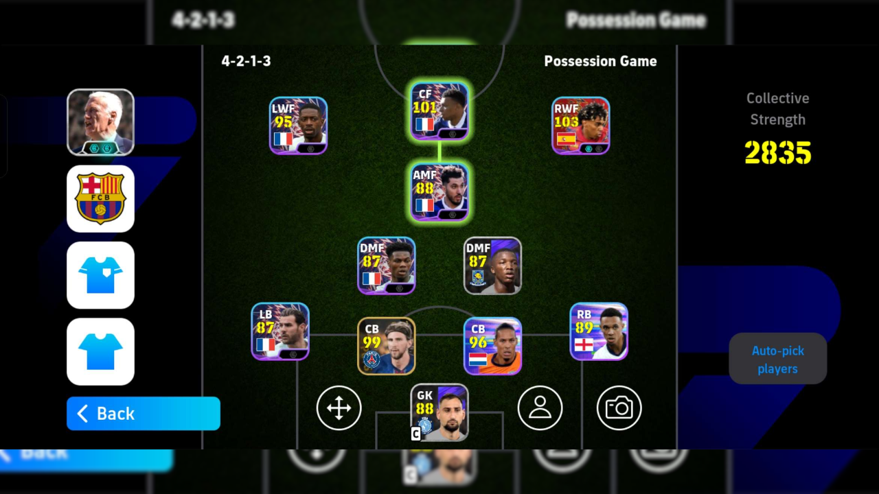 eFootball S Tiers Formation Showing 4-2-1-3 Possesion Game