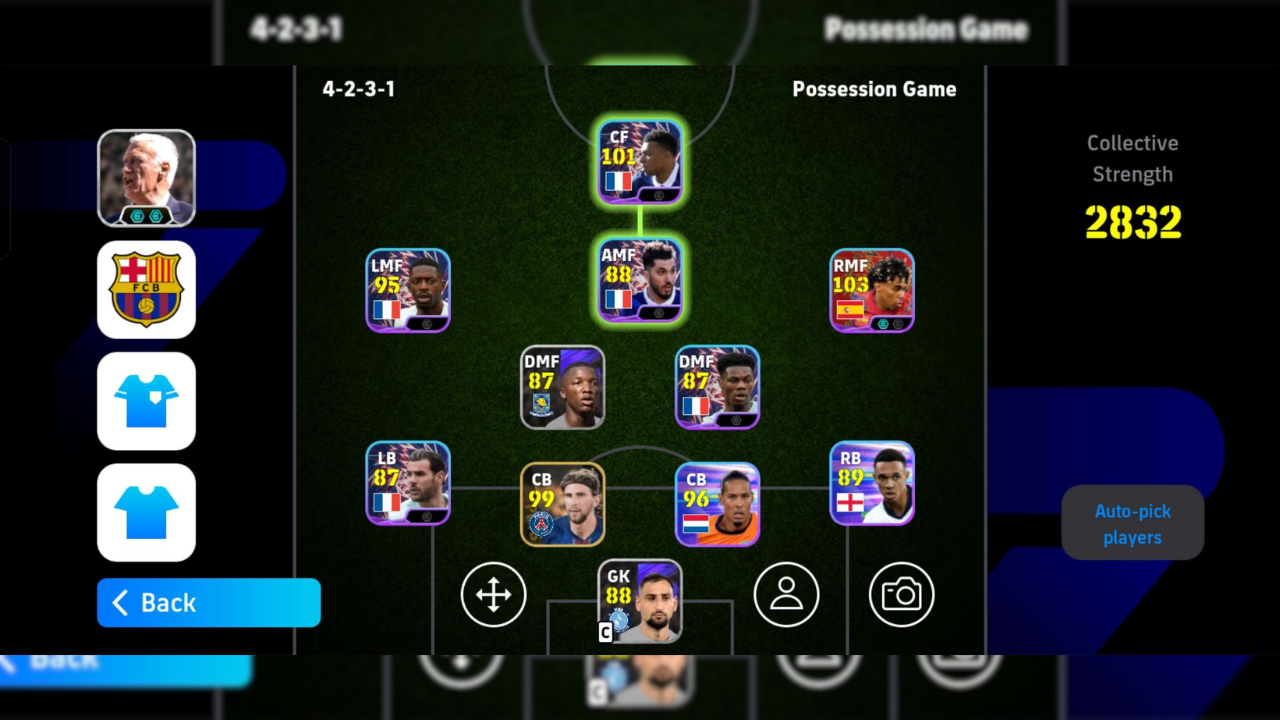 eFootball A Tiers Formation Showing 4-2-3-1