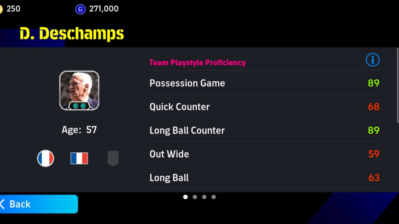 eFootball Screen Showing Manager Details