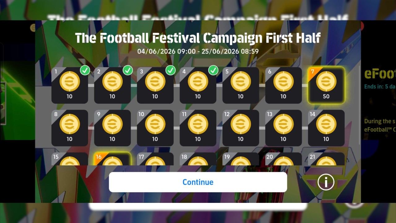 eFootball The Football Festival Campaign First Half Reward